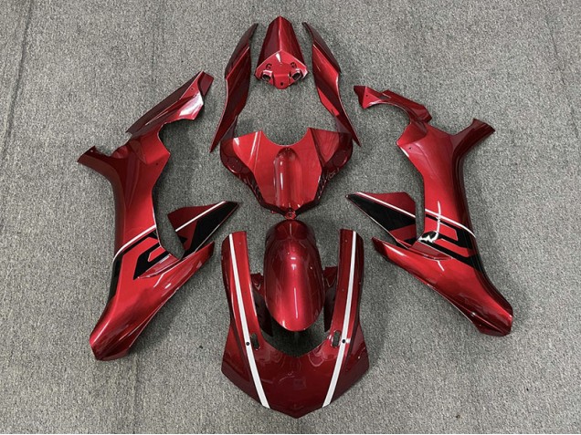 Accents De Rouge Profond & De Noir & Blanc 2015-2019 Yamaha R1 Carénage Moto Accents De Rouge Profond & De Noir & Blanc 2015-2019 Yamaha R1 Carénage Moto
