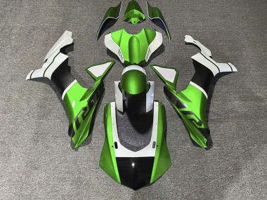 Accents Verts & Fibre De Carbone 2015-2019 Yamaha R1 Carénage Moto