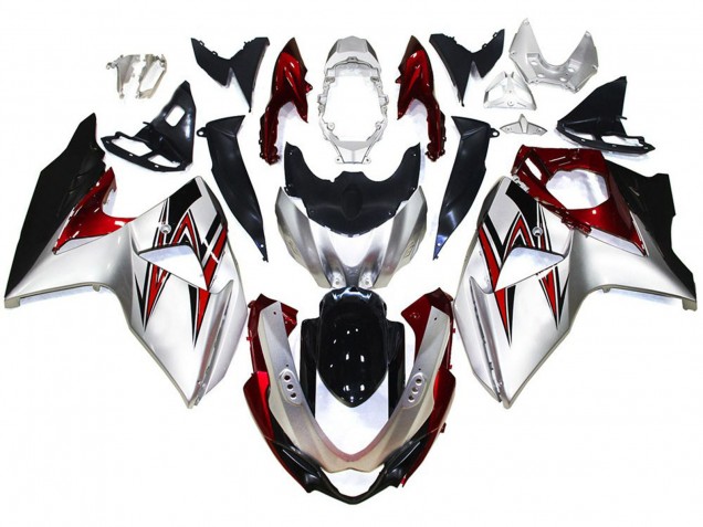 Argent Avec Des Reflets Rouges 2009-2016 Suzuki GSXR 1000 Carénage Moto Argent Avec Des Reflets Rouges 2009-2016 Suzuki GSXR 1000 Carénage Moto