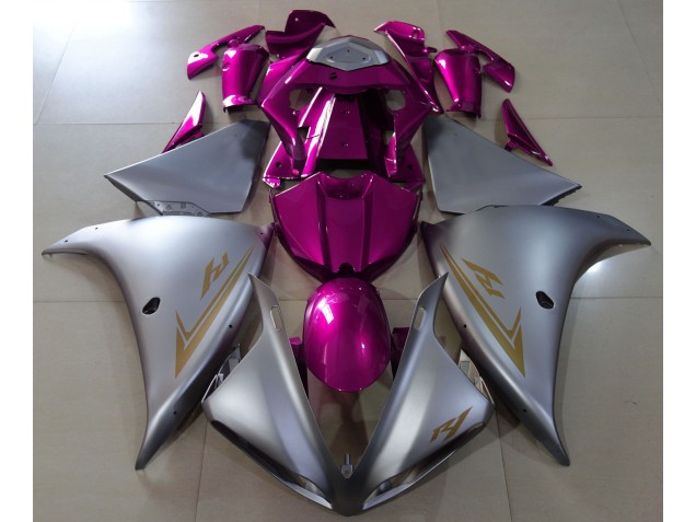 Argent Mat & Rose 2009-2011 Yamaha R1 Carénage Moto Argent Mat & Rose 2009-2011 Yamaha R1 Carénage Moto