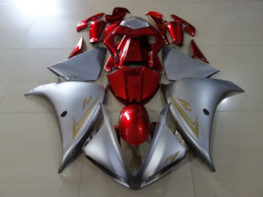 Argent Mat & Rouge Brillant 2009-2011 Yamaha R1 Carénage Moto