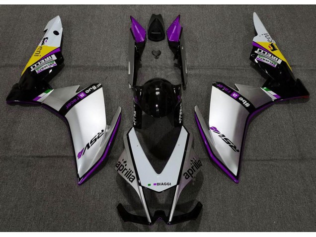 Argent Pirelli & Violet 2010-2015 Aprilia RSV4 1000 Carénage Moto Argent Pirelli & Violet 2010-2015 Aprilia RSV4 1000 Carénage Moto