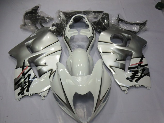 Blanc & Argent 1997-2007 Suzuki GSXR 1300 Carénage Moto Blanc & Argent 1997-2007 Suzuki GSXR 1300 Carénage Moto