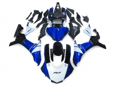 Blanc & Bleu 2015-2019 Yamaha R1 Carénage Moto