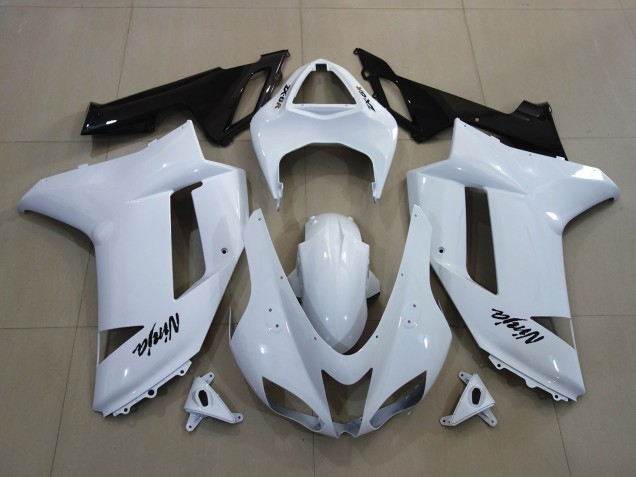Blanc Brillant 2007-2008 Kawasaki ZX6R Carénage Moto Blanc Brillant 2007-2008 Kawasaki ZX6R Carénage Moto