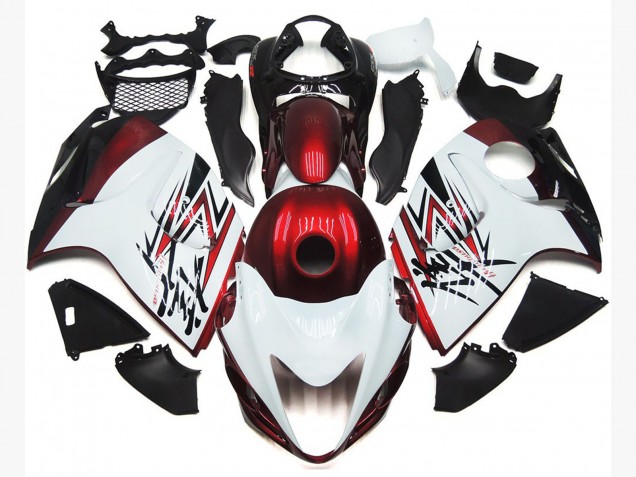 Blanc Brillant Avec Rouge Profond Personnalisé 2008-2020 Suzuki GSXR 1300 Carénage Moto Blanc Brillant Avec Rouge Profond Personnalisé 2008-2020 Suzuki GSXR 1300 Carénage Moto