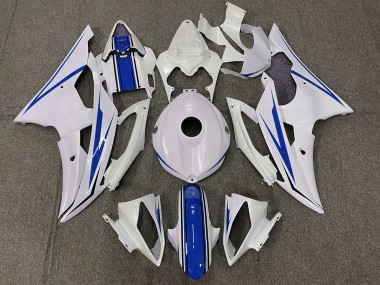Blanc Brillant & Bleu 2008-2016 Yamaha R6 Carénage Moto