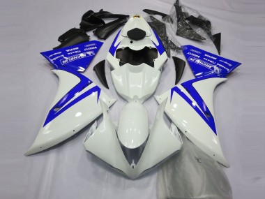 Blanc Brillant & Bleu 2012-2014 Yamaha R1 Carénage Moto