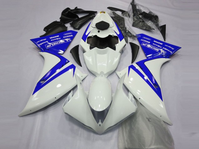 Blanc Brillant & Bleu 2012-2014 Yamaha R1 Carénage Moto