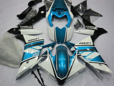 Blanc Brillant & Bleu Clair 2007-2008 Yamaha R1 Carénage Moto