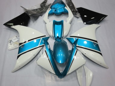 Blanc Brillant & Bleu Clair 2009-2011 Yamaha R1 Carénage Moto