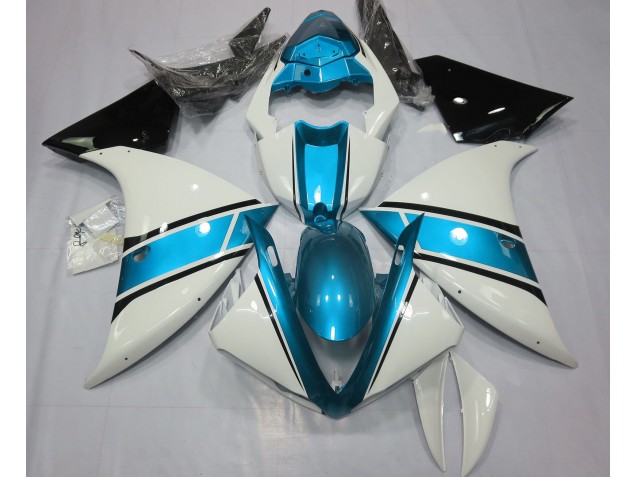 Blanc Brillant & Bleu Clair 2009-2011 Yamaha R1 Carénage Moto Blanc Brillant & Bleu Clair 2009-2011 Yamaha R1 Carénage Moto