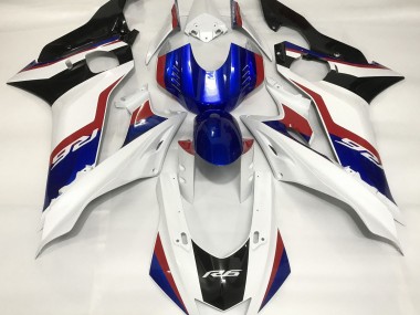 Blanc Brillant & Bleu Profond 2017-2021 Yamaha R6 Carénage Moto