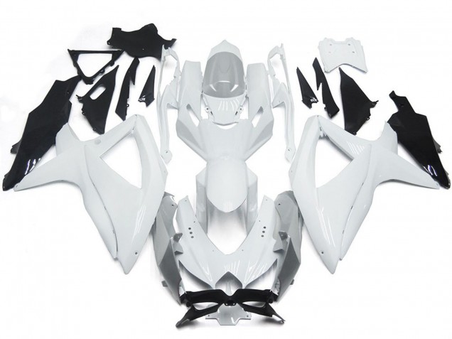 Blanc Brillant Brillant Avec De L'Argent 2008-2010 Suzuki GSXR 600-750 Carénage Moto