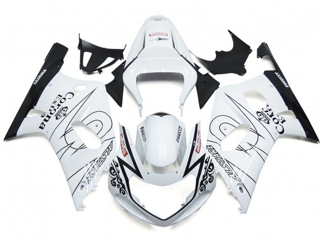 Blanc Brillant Corona & Noir 2001-2003 Suzuki GSXR 600-750 Carénage Moto