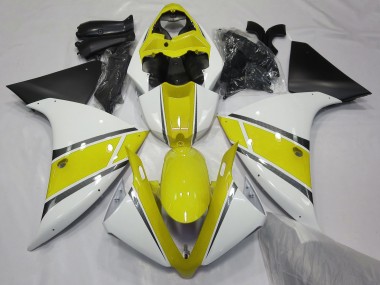Blanc Brillant & Jaune 2009-2011 Yamaha R1 Carénage Moto