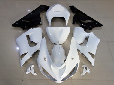 Blanc Brillant & Noir 2005-2006 Kawasaki ZX6R Carénage Moto