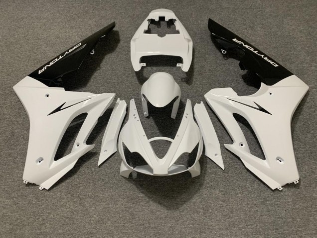 Blanc Brillant & Noir 2006-2008 Triumph Daytona 675 Carénage Moto Blanc Brillant & Noir 2006-2008 Triumph Daytona 675 Carénage Moto