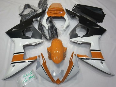 Blanc Brillant & Orange 2003-2004 Yamaha R6 Carénage Moto