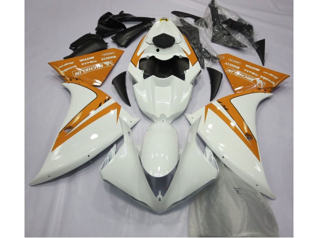 Blanc Brillant & Orange 2012-2014 Yamaha R1 Carénage Moto Blanc Brillant & Orange 2012-2014 Yamaha R1 Carénage Moto