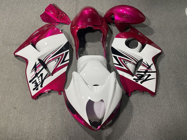 Blanc Brillant & Rose 1997-2007 Suzuki GSXR 1300 Carénage Moto Blanc Brillant & Rose 1997-2007 Suzuki GSXR 1300 Carénage Moto