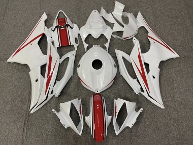Blanc Brillant & Rouge 2008-2016 Yamaha R6 Carénage Moto