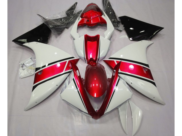 Blanc Brillant & Rouge Métallisé 2009-2011 Yamaha R1 Carénage Moto