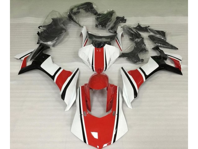 Blanc Brillant Rouge & Noir 2015-2019 Yamaha R1 Carénage Moto Blanc Brillant Rouge & Noir 2015-2019 Yamaha R1 Carénage Moto