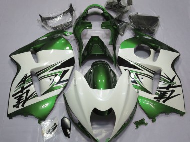 Blanc Brillant & Vert 1997-2007 Suzuki GSXR 1300 Carénage Moto