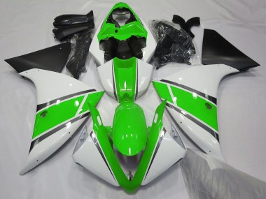 Blanc Brillant & Vert 2009-2011 Yamaha R1 Carénage Moto