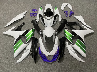 Blanc Brillant Vert Noir & Violet 2009-2016 Suzuki GSXR 1000 Carénage Moto