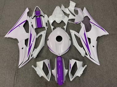 Blanc Brillant & Violet 2008-2016 Yamaha R6 Carénage Moto