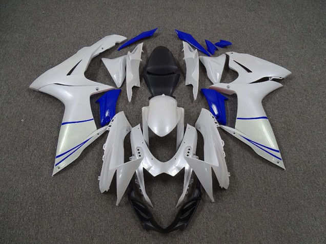 Blanc Nacré & Bleu Foncé 2011-2024 Suzuki GSXR 600-750 Carénage Moto Blanc Nacré & Bleu Foncé 2011-2024 Suzuki GSXR 600-750 Carénage Moto