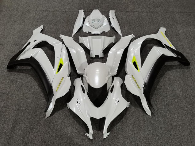 Blanc Nacré & Jaune 2016-2019 Kawasaki ZX10R Carénage Moto Blanc Nacré & Jaune 2016-2019 Kawasaki ZX10R Carénage Moto