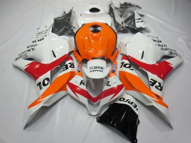 Blanc Rouge & Orange Repsol 2009-2012 Honda CBR600RR Carénage Moto