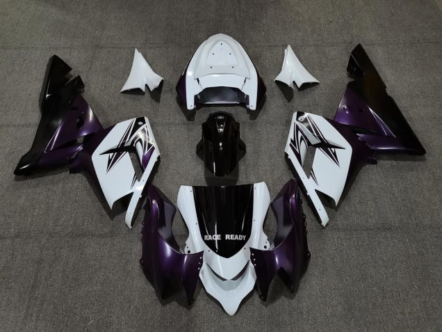 Blanc Violet & Noir 2004-2005 Kawasaki ZX10R Carénage Moto Blanc Violet & Noir 2004-2005 Kawasaki ZX10R Carénage Moto