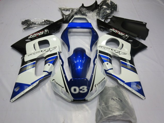 Bleu & Argent 1998-2002 Yamaha R6 Carénage Moto Bleu & Argent 1998-2002 Yamaha R6 Carénage Moto