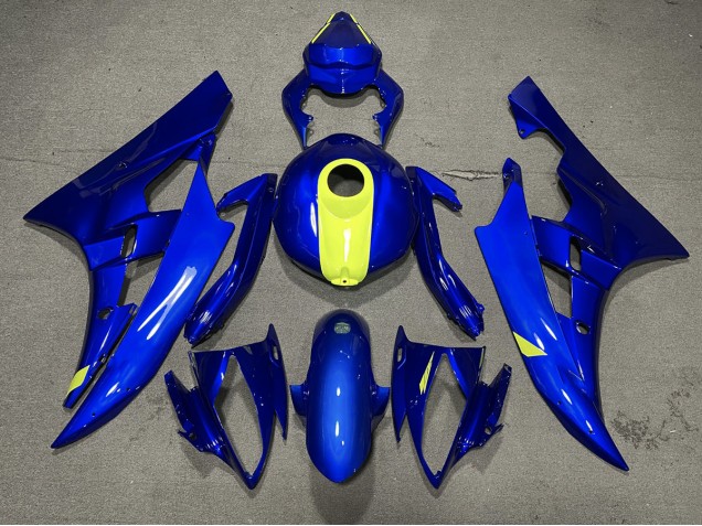 Bleu Brillant & Jaune Haute Visibilité 2006-2007 Yamaha R6 Carénage Moto Bleu Brillant & Jaune Haute Visibilité 2006-2007 Yamaha R6 Carénage Moto