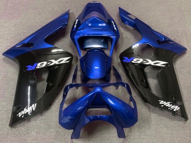 Bleu Brillant & Noir 2003-2004 Kawasaki ZX6R Carénage Moto