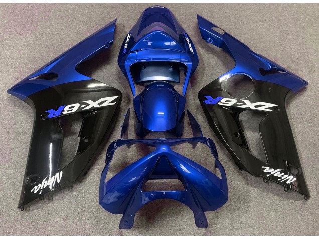 Bleu Brillant & Noir 2003-2004 Kawasaki ZX6R Carénage Moto Bleu Brillant & Noir 2003-2004 Kawasaki ZX6R Carénage Moto