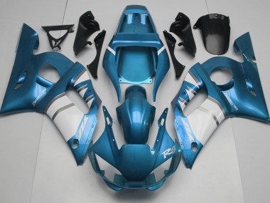 Bleu Clair & Blanc 1998-2002 Yamaha R6 Carénage Moto