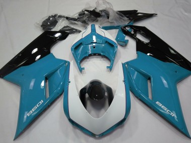 Bleu Clair Brillant & Blanc 2007-2014 Ducati 848 1098 1198 Carénage Moto