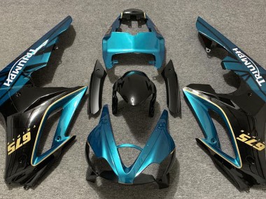 Bleu Clair Brillant & Noir 2009-2012 Triumph Daytona 675 Carénage Moto