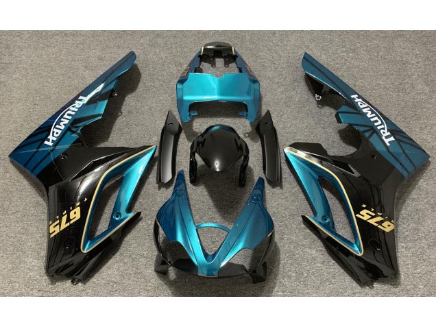 Bleu Clair Brillant & Noir 2009-2012 Triumph Daytona 675 Carénage Moto Bleu Clair Brillant & Noir 2009-2012 Triumph Daytona 675 Carénage Moto