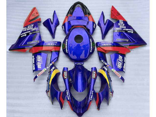 Bleu & Rouge Trickstar 2004-2005 Kawasaki ZX10R Carénage Moto Bleu & Rouge Trickstar 2004-2005 Kawasaki ZX10R Carénage Moto
