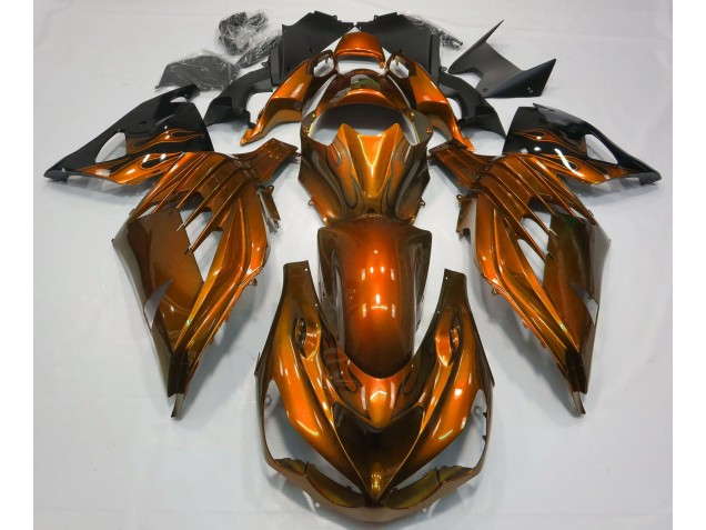 Brillant Orange Brûlé 2012-2021 Kawasaki ZX14R Carénage Moto Brillant Orange Brûlé 2012-2021 Kawasaki ZX14R Carénage Moto