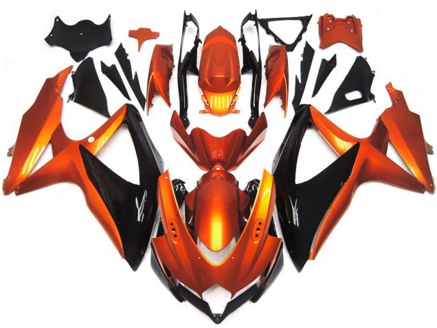Bronze Orange & Noir 2008-2010 Suzuki GSXR 600-750 Carénage Moto Bronze Orange & Noir 2008-2010 Suzuki GSXR 600-750 Carénage Moto