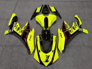 Floro Jaune & Noir 2015-2019 Yamaha R1 Carénage Moto