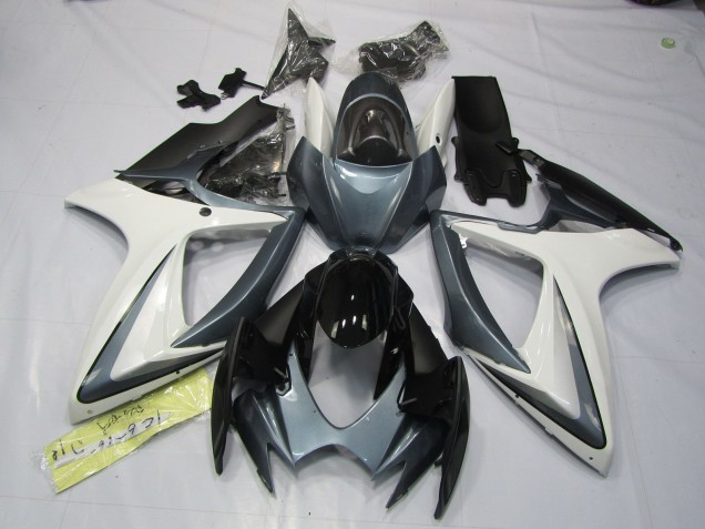 Gris & Blanc 2006-2007 Suzuki GSXR 600-750 Carénage Moto Gris & Blanc 2006-2007 Suzuki GSXR 600-750 Carénage Moto