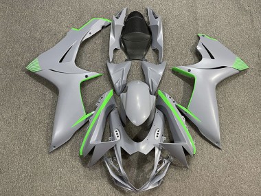 Gris Nardo Mat & Accents Verts 2011-2024 Suzuki GSXR 600-750 Carénage Moto